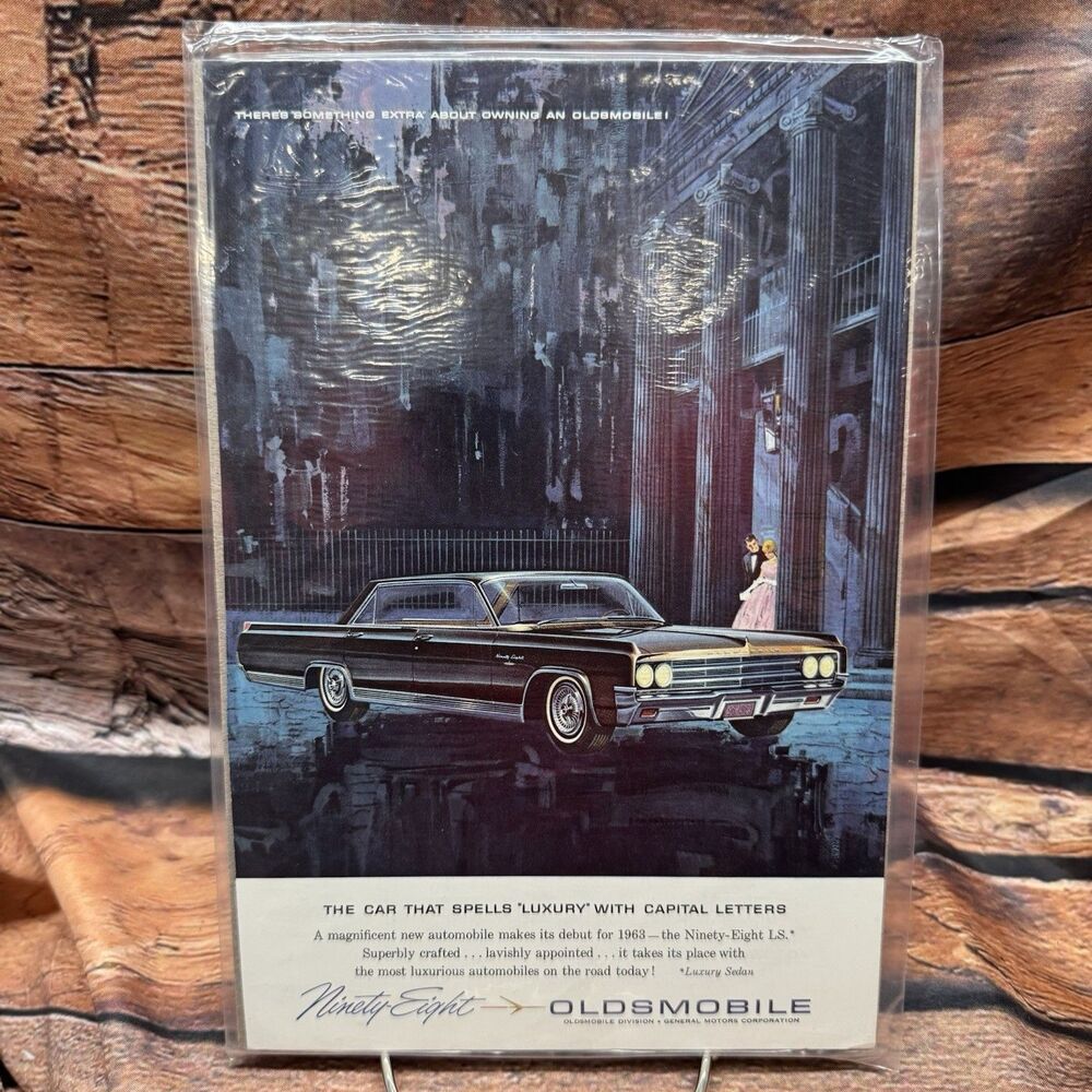 1963 Oldsmobile 98 Luxury Sedan Original Vintage Print Ad Ninety-Eight LS 1960s